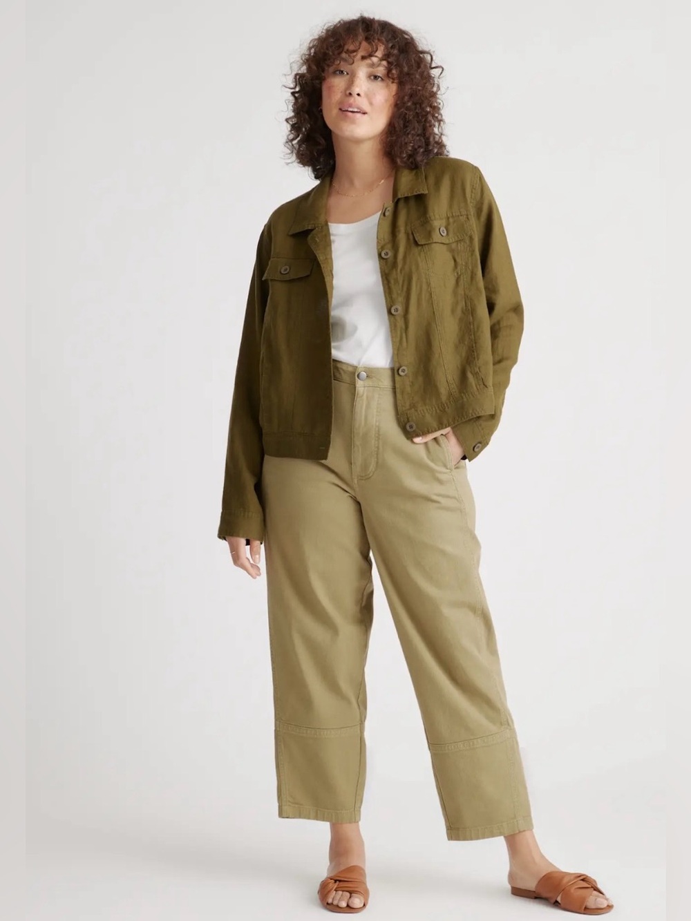 Quince Organic Stretch Cotton Barrel Leg Stretch Twill Pant Size 0